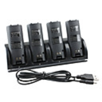 4-Port USB Ladestation 4 aufladbare 1800mAh Akkus für Wii Remote (Schwarz)