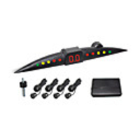 4 Radar Einparkhilfe-LED-Display und Englisch Human Voice Alarm (Weiß,  Schwarz,  Silber)