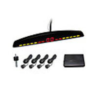 4 Radar Einparkhilfe-LED-Display und Englisch Human Voice Alarm (Weiß,  Schwarz,  Silber)