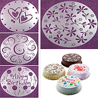 4 Stück / Set Kuchen Sprühform Alles Gute zum Geburtstag Blumen Herz Muster Spray Schablonen Geburtstagstorte Dekoration Form Set Lightinthebox