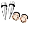 4 Stück 12g-00g Edelstahl verjüngt Bahre Roségold Ohr Single-Flared Tunnel Gauge Ohr Stretching Kit