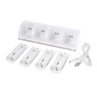 4 Stück 2800mAh Akkus und Ladegerät Dock Statioln für Nintendo Wii Remote Controller (weiß)