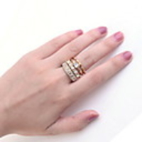 4 Stück Alu mit Strass Ring Set (weitere Farben)