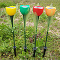 4 Stück Außen Yard Garden Path Way Solar-Power LED Tulip Landschaft Blume-Lampen-Licht (CSS-57135)