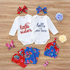 4 Stück Baby Unisex Kindertag Kleidungsset Täglich Ausgehen Blau Rote Blau Rot Bedruckt Bedruckt Langarm Standard Lightinthebox
