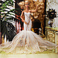 4 Stück Barbie-Puppe Graceful Princess Deluxe Polyester-Kleid