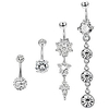 4 Stück baumeln Bauchnabel Ringe Nabel für Frauen gebogene Langhantel Piercing 14g cz Piercing Set