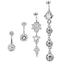 4 Stück baumeln Bauchnabel Ringe Nabel für Frauen gebogene Langhantel Piercing 14g cz Piercing Set