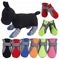 4 Stück Haustier-Hundeschuhe,  rutschfest,  weich,  atmungsaktiv,  Mesh,  verstellbare Riemen,  Stiefel,  schützende Hundestiefel,  Haustier-Wärmeversorgung,  schwarz Lightinthebox