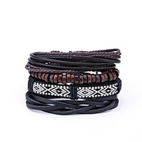 4 Stück Herren Wickelarmbänder Lederarmbänder Seil Modisch Vintage Paracord Armband Schmuck Schwarz Für Strasse Karnival Lightinthebox