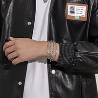 4 Stück Ketten- Glieder-Armbänder Stapelbar Weinlese-Thema Modisch Vintage Rockig Aleación Armband Schmuck Silber Für Halloween Partyabend Abiball Geburtstag Festival Lightinthebox