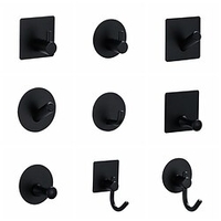 4 Stück lochfreier,  klebender 304-Edelstahl,  schwarzer Haken,  stark klebender,  tragender Küchenhaken,  Klebehaken,  Einzelhaken Lightinthebox