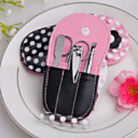 4 Stück Maniküre / Pediküre mit Flip Flops rosa Polka-Geldbeutel-Set