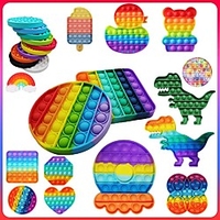 4 Stück Regenbogen Push Bubble Pops Zappeln sensorisches Spielzeug für Autisim spezielle Bedürfnisse Anti-Stress-Spiel Stressabbau Squishy Pop Zappeln Spielzeug Lightinthebox