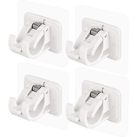 4 Stück selbstklebende Gardinenstangenhalterung,  stanzfreie Gardinenstangen-Clips,  nagelfreier Haken,  verstellbare Duschvorhangstangen-Hängehalterung