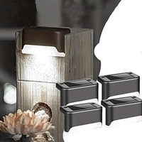 4 Stück Solar-Stufenleuchten für den Außenbereich,  wasserdicht,  LED-Treppenleuchten für Gartenzaun,  Stufengeländer,  Treppen,  Hof,  Terrasse,  Weg,  Urlaubslicht