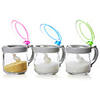 4 Stück Spice Pot Set (3pcs Glaskanne mit Kunststoff-Deckel Spoon,  1pc Halter)