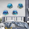 4 Stück Unterwasserwelt U-Boot falsche Fensteraufkleber Schlafzimmer Nachttisch Kinderzimmer Kristall Hartplatte Dekoration Wandtattoo Ozeanwelt 3D-Fenster U-Boot Heimdekoration Wandtattoo Weihnachten
