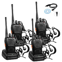 4 stücke baofeng bf-888s wiederaufladbare langstrecken 5 watt 2800 amh funk walkie talkies 16 kanal handfunkgerät gebaut in led taschenlampe mikrofon mit hörer (packung mit 4) 4 paket 1 von usb