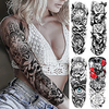 4 stücke große arm hülse tattoo uhren rose auge löwe wasserdicht temporäre tatto aufkleber blume zeit körperkunst voll gefälschte tatoo frauen männer Lightinthebox