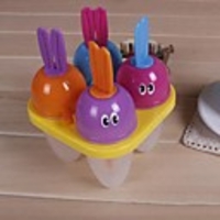 4 Tassen Karikatur-Kaninchen-Halter Mais-Form Popcicle Formen Tablett,  Food Safe PP,  zufällige Farbe
