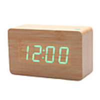 4, 5 "Khaki Holz Design Green Light Desktop Wecker Thermometer (USB/4xAAA)