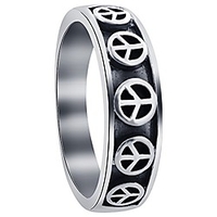 4mm Friedenszeichen graviertes Band Sterling Silber Ring Größe 6