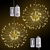 4pcs 2pcs 120led hängende Starburst Lichter führte Feuerwerk Lampe führte Besen 60 Zweige wasserdicht Kupferdraht zeitgesteuerte bunte Laterne Weihnachtsbaum Party Festival Dekor Lightinthebox
