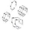 4pcs 316l Edelstahl stapelbare Knöchel Midi Ringe für Frauen minimalistischen Chevron V Ring Linie verstellbare Nagel Daumen Ring Set