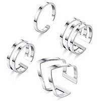 4pcs 316l Edelstahl stapelbare Knöchel Midi Ringe für Frauen minimalistischen Chevron V Ring Linie verstellbare Nagel Daumen Ring Set