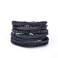 4pcs Herrn Wickelarmbänder Europäisch Leder Armband Schmuck Schwarz Für Geschenk Alltag Lightinthebox