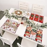 4pcs Tischsets Bettwäsche Weihnachten zeitgenössische Feiertag Tischdecke Tischdekoration für Weihnachten rechteckig 42 34 cm