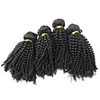 4tlg 12Inch Natural Black Kinky-Curly peruanische Jungfrau-Haar-Webart-Bundles