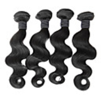 4tlg 16Inch Natural Black Körper-Wellen-malaysische Jungfrau-Haar-Webart-Bundles