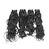 4tlg 18Zoll Natural Black natürliche Welle peruanische Jungfrau-Haar-Webart-Bundles