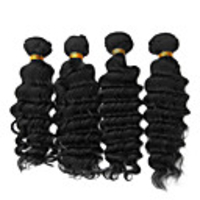 4tlg 20Inch Natural Black Tiefe Welle peruanische Jungfrau-Haar-Webart-Bundles