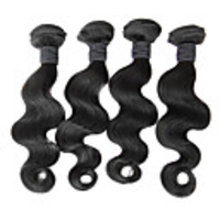 4tlg 24Inch Natural Black Körper-Wellen-mongolische Jungfrau-Haar-Webart-Bundles
