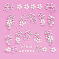 4tlg 3D White Lace Nail Sticker Blumen