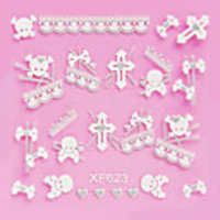 4tlg 3D White Lace Nail Stickers Abstrakt