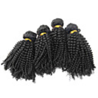 4tlg 8Inch Natural Black Kinky-Curly chinesischen Jungfrau-Haar-Webart-Bundles