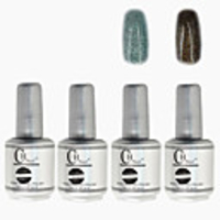 4tlg CH Silber Bottle Soak-off UV Gel Set Top Coat Base 2 UV Gel Farbe Builder Gel (No.119-120,  15 ml)