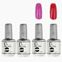 4tlg CH Silber Bottle Soak-off UV Gel Set Top Coat Base 2 UV Gel Farbe Builder Gel (No.57-58,  15 ml)