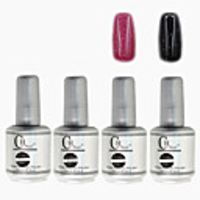 4tlg CH Silber Bottle Soak-off UV Gel Set Top Coat Base 2 UV Gel Farbe Builder Gel (No.99-100,  15 ml)