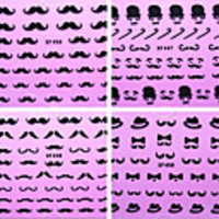 4tlg Gemischte Muster 3D Beard Design Nagel-Kunst-Aufkleber