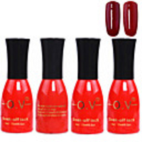 4tlg OV Red Bottle Soak-off UV Gel Set Top Coat Base 2 UV Gel Farbe Builder Gel (No.111-112,  15 ml)