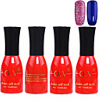 4tlg OV Red Bottle Soak-off UV Gel Set Top Coat Base 2 UV Gel Farbe Builder Gel (No.123-124,  15 ml)