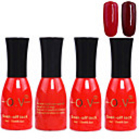 4tlg OV Red Bottle Soak-off UV Gel Set Top Coat Base 2 UV Gel Farbe Builder Gel (No.127-128,  15 ml)