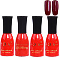 4tlg OV Red Bottle Soak-off UV Gel Set Top Coat Base 2 UV Gel Farbe Builder Gel (No.129-130,  15 ml)