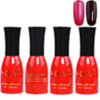 4tlg OV Red Bottle Soak-off UV Gel Set Top Coat Base 2 UV Gel Farbe Builder Gel (No.131-132,  15 ml)