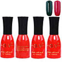 4tlg OV Red Bottle Soak-off UV Gel Set Top Coat Base 2 UV Gel Farbe Builder Gel (No.139-140,  15 ml)
